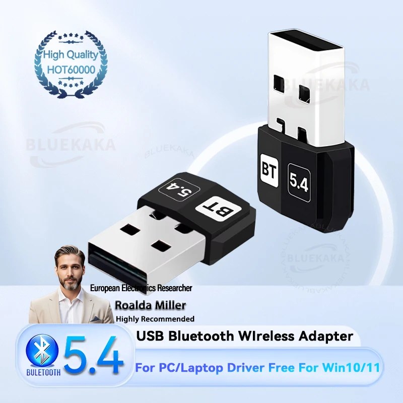 อัพเกรดใหม่ Mini USB Bluetooth5.4 อะแดปเตอร์ Dongle อะแดปเตอร์ตัวรับสัญญาณไร้สาย/เครื่องส่งสัญญาณสําหรับ PC/แล็ปท็อปฟรีสําหรับ Win10/11