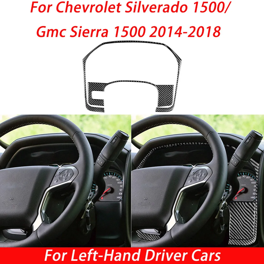Juego de 2 Adornos de Fibra de Carbono para el Velocímetro, para Chevrolet Silverado 1500/GMC Sierra 1500 2014-2018, Adhesivos Decorativos para el Interior del Automóvil