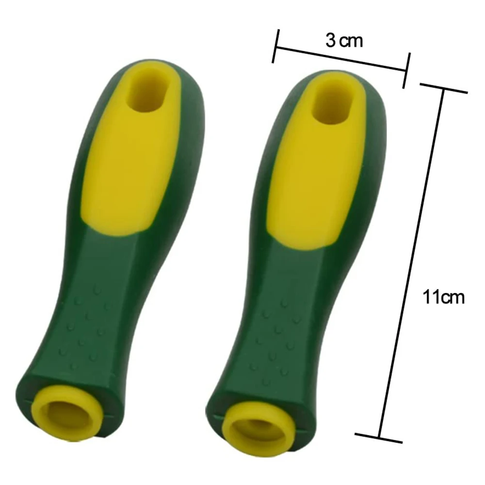 VELIF-8 Pack Ergonomic Rubber File Handle For File Or Mills, Round Hole And Rectangular Hole, 4-1/3Inch Length