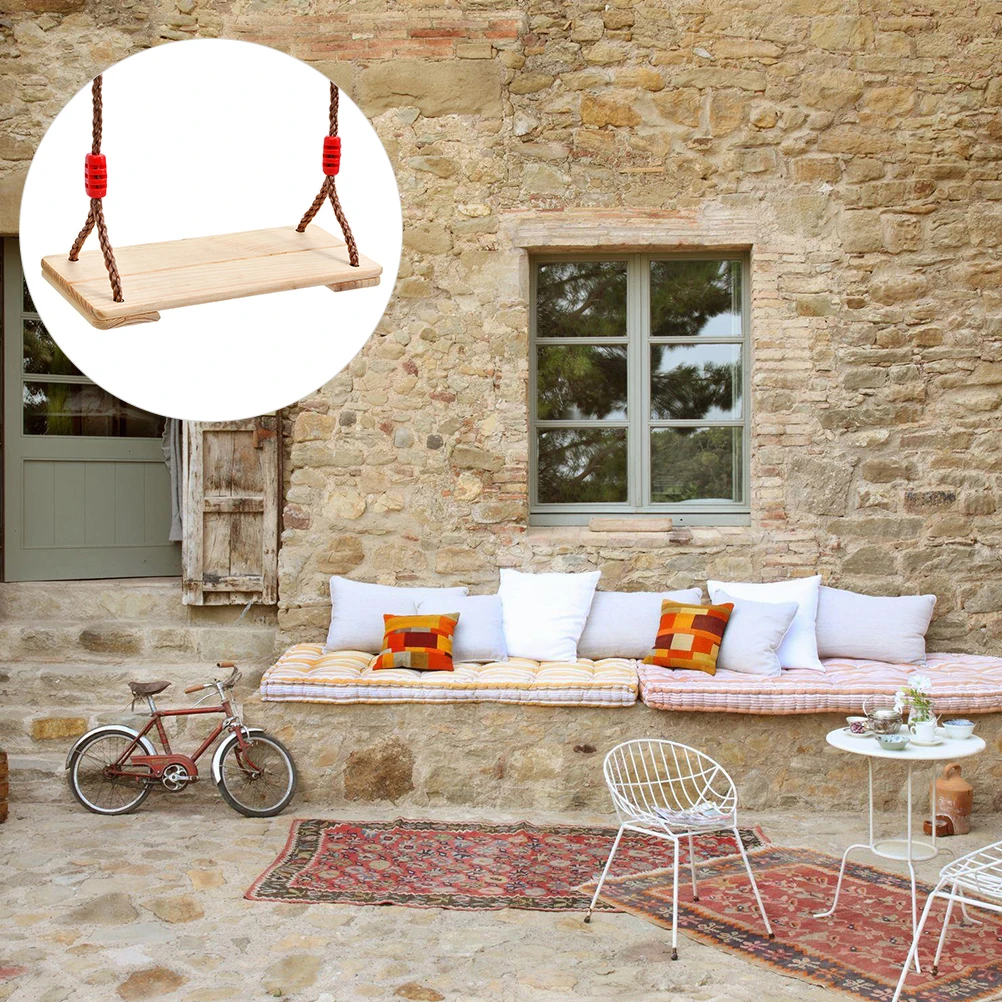 

1pc Pine Board Swing Kids Hanging Tree Seat Outdoor Swings Adults Toy Rope Non Slip Wood Sturdy Seats Backyard Fun Games