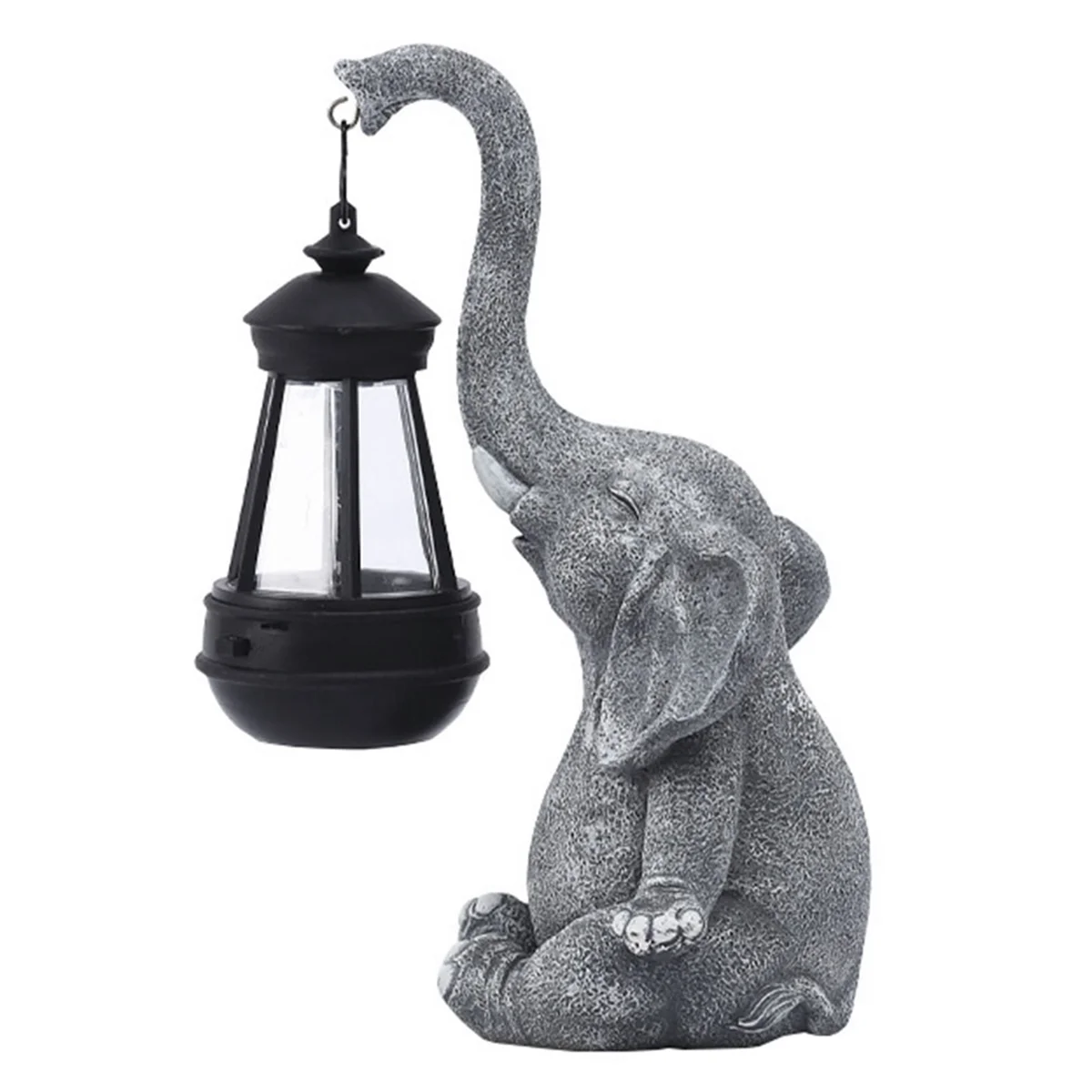 Elephant Solar Lamp Decoration Waterproof Solid Resin Craft Elephant Ornament Statue Yard Balcony Garden Figurine Lamp B