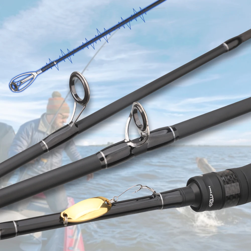 ROLLFISH M Power Kohlefaser-Angelrute, Schnelle Aktion, Glatte Führungen, Leicht & Sensibel für Barsch-Angeln – Detail 5
