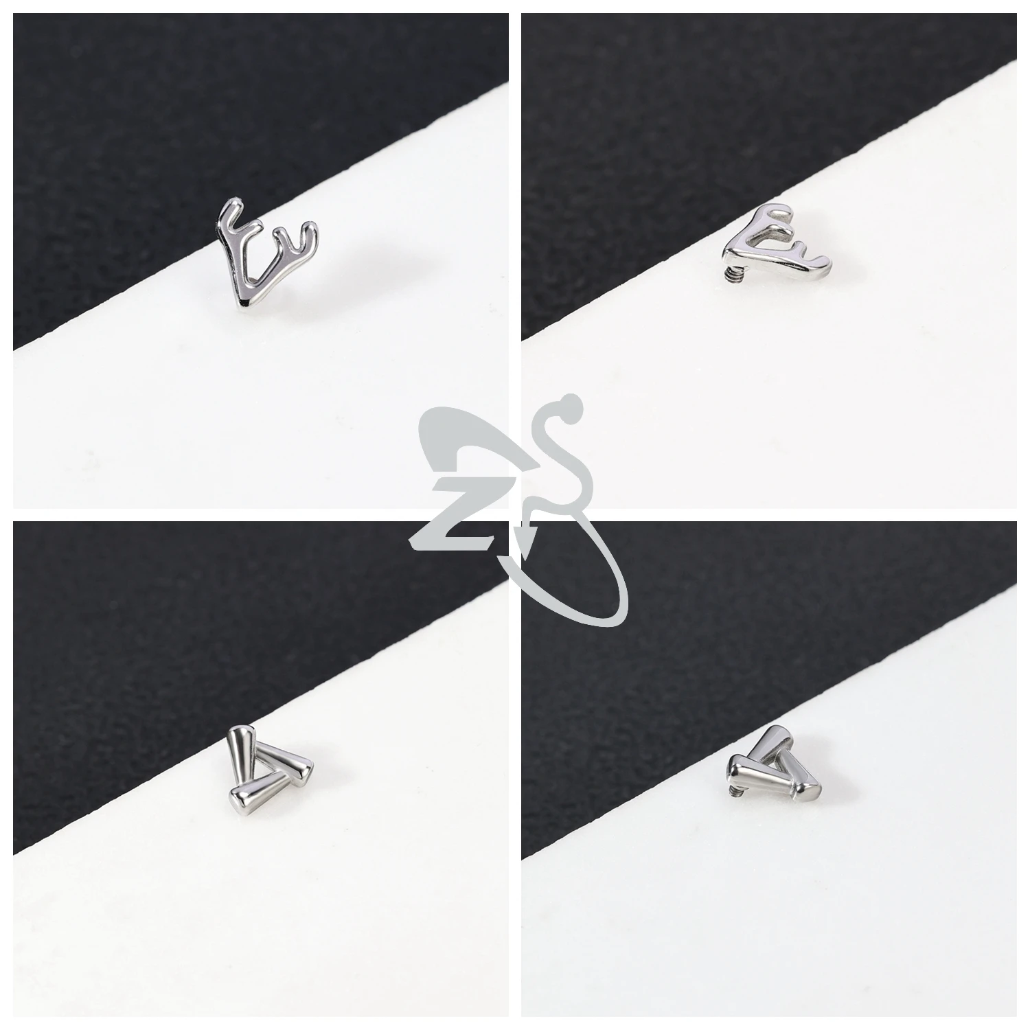 ZS 1 Piece Punk 316L Stainless Steel Dermal Anchor Men Dolphin Heart Dermal Piercings Hide In Skin Microdermal Piercing Jewelry