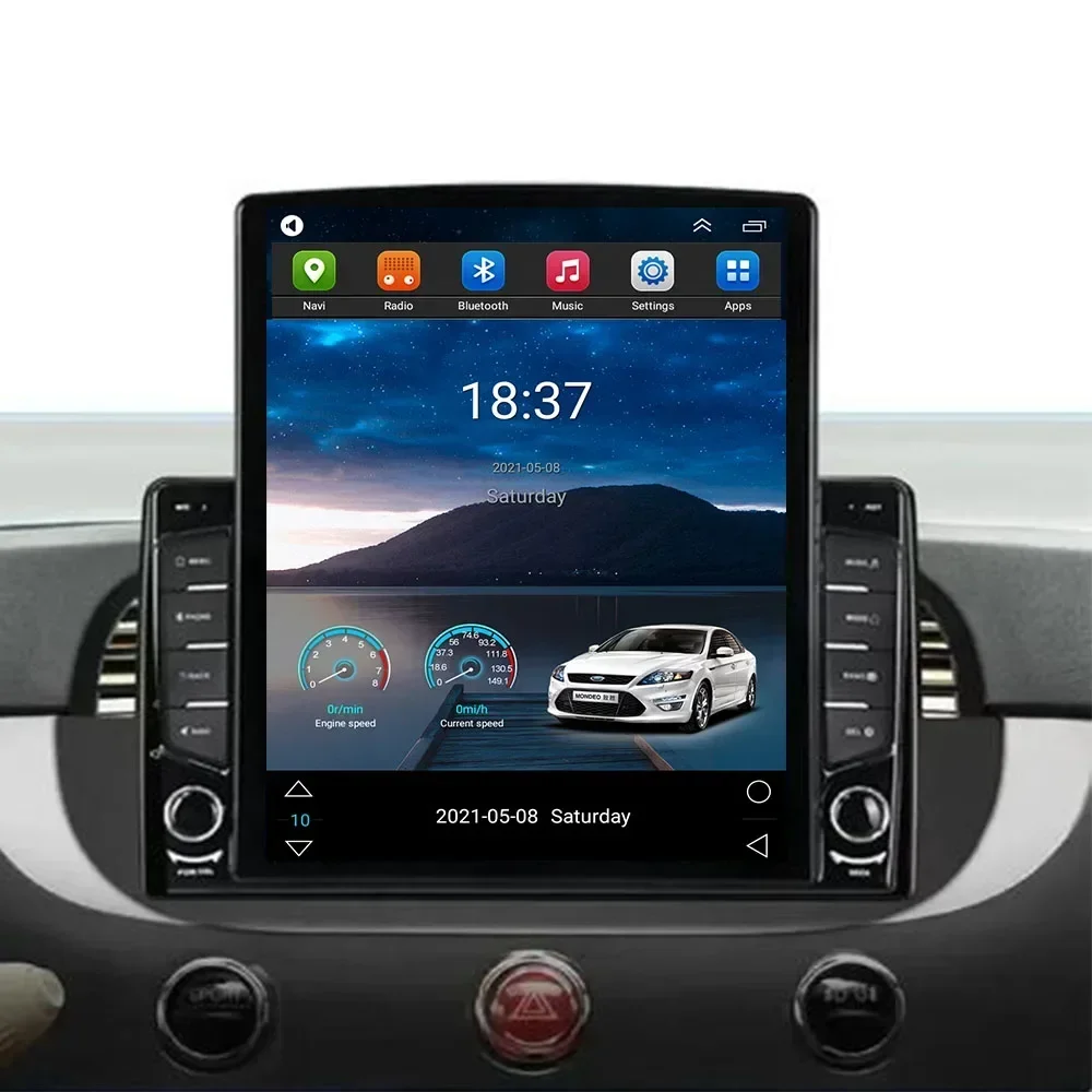 Android 13 For Fiat 500 Abarth 2007-2015 Tesla Type Car Radio Multimedia Video Player Navigation GPS RDS no dvd