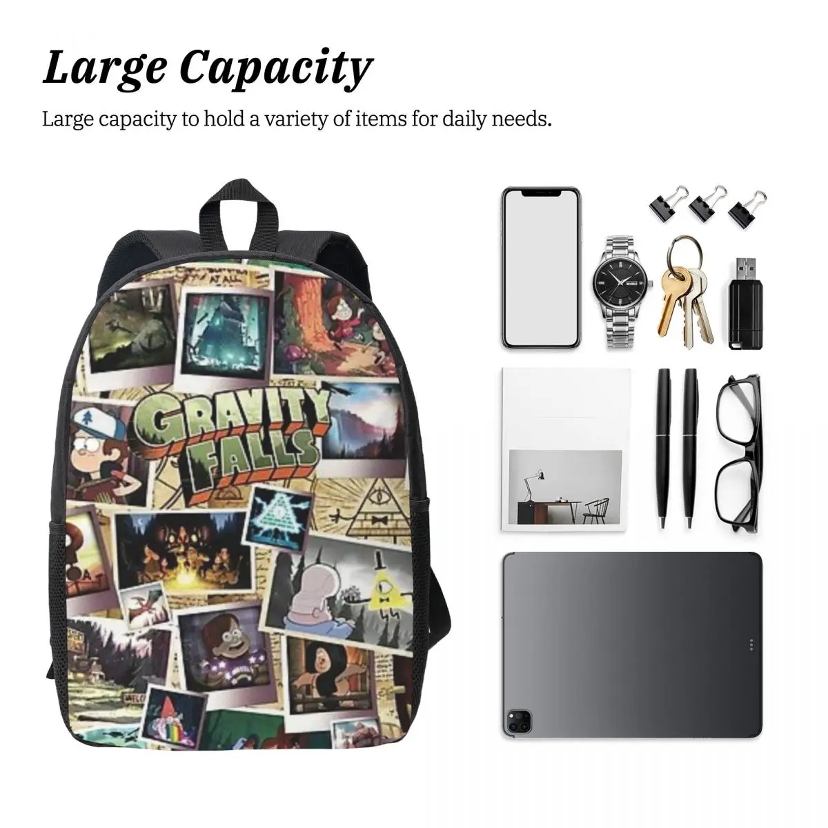 New Fashion Cute-Gravity-Falling Waterproof Backpack Trendy Women Men Girls Boys Laptop School Book Bag