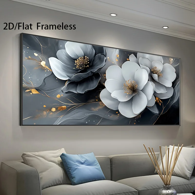 

Frameless Modern Abstract Floral Canvas Wall Art, Large Contemporary Living Room & Bedroom Decor, High-Quality Print Home Art