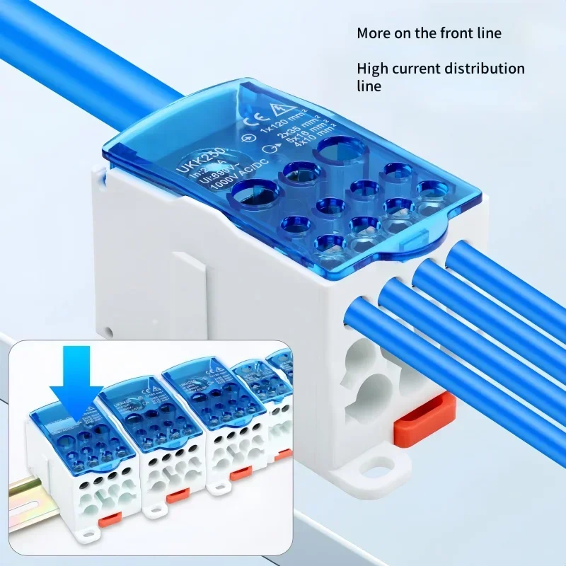 Din Rail Terminal Block UKK 80/125/160A Distribution Box One In Multiple Out Power Universal Wire Electrical Connector Junction