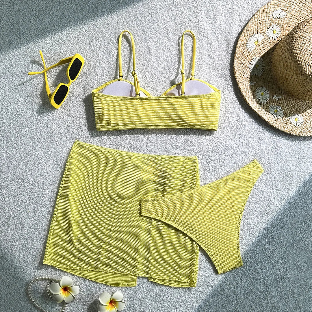 Mit Rock, hoch geschnittenem Beinausschnitt, brasilianischer Bikini, Damen-Badebekleidung, dreiteiliges Bikini-Set, Badeanzug, Badebekleidung, Schwimmbekleidung V6741 – Detail 20