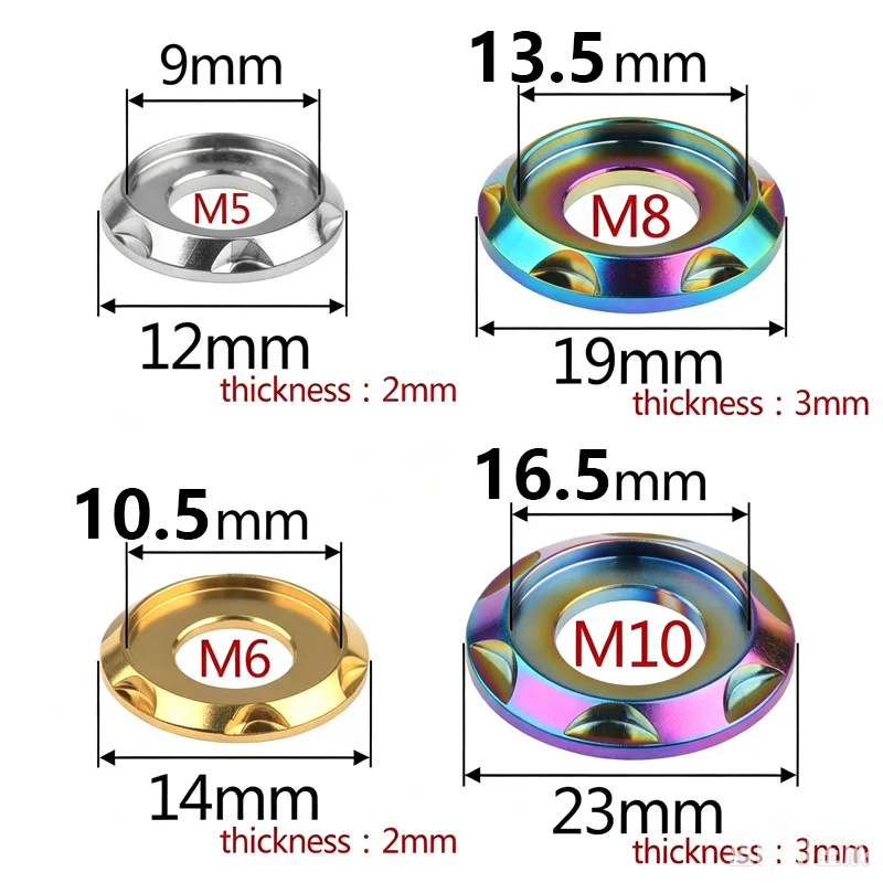 Titanium alloy Washer M5 M6 M8 M10 Step Gasket for Bicycle Motorcycle Car Fancy Decorative Washer