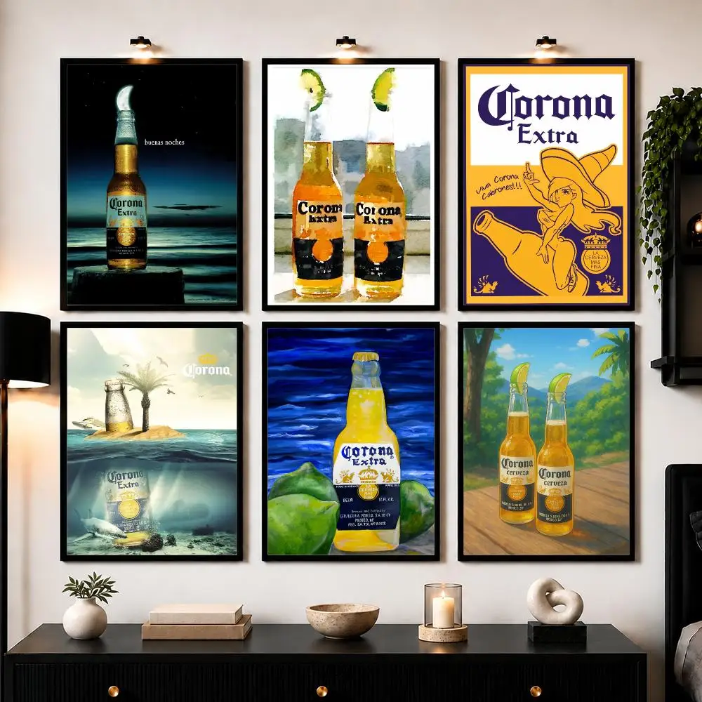 Beer C-Corona E-Extra Poster Wall Art Sticker For Living Room Bedroom Bar Home Decor Mural Painting Decoration