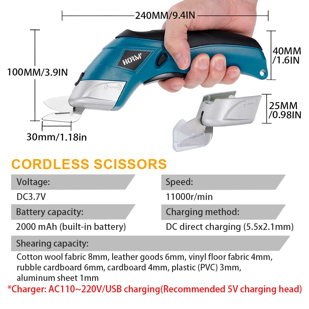 Hormy 3.6V Charging Small Scissors Electric Shear Mini Home DIY Power Tool For Fabric Cutting Machine Leather Paperboard Tailor