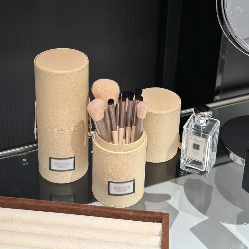 

Cream Cylinder Makeup Brush Set -All-in-One for Loose Powder Highlight Blush Eyeshadow Complete Beauty Tools for Flawless Makeup