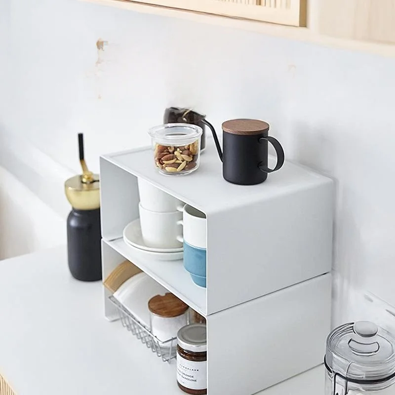 Kitchen Countertop Storage Rack Wide Stackable Miscellaneous Goods Organizer Desk Surface Arrangement Home Use Tabletop Shelf