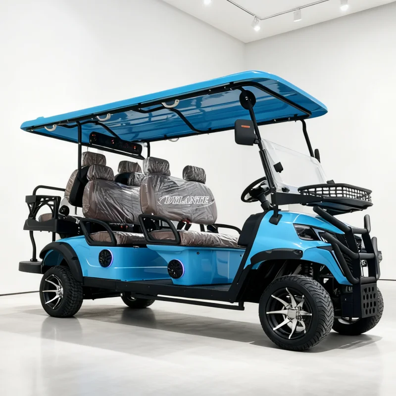 72V 150Ah Lithium Ion Battery AC Motor 4 Wheels Brake Front Disc Brake Electric 4 6 Seater Off Road Golf Cart for Sale