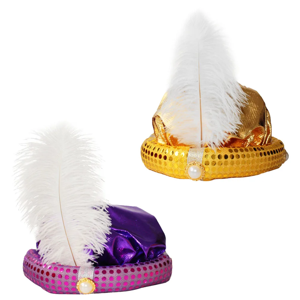 

2 pcs Hat Halloween Party Golden Purple Reflective Sequins Stage For Adult Cosplay