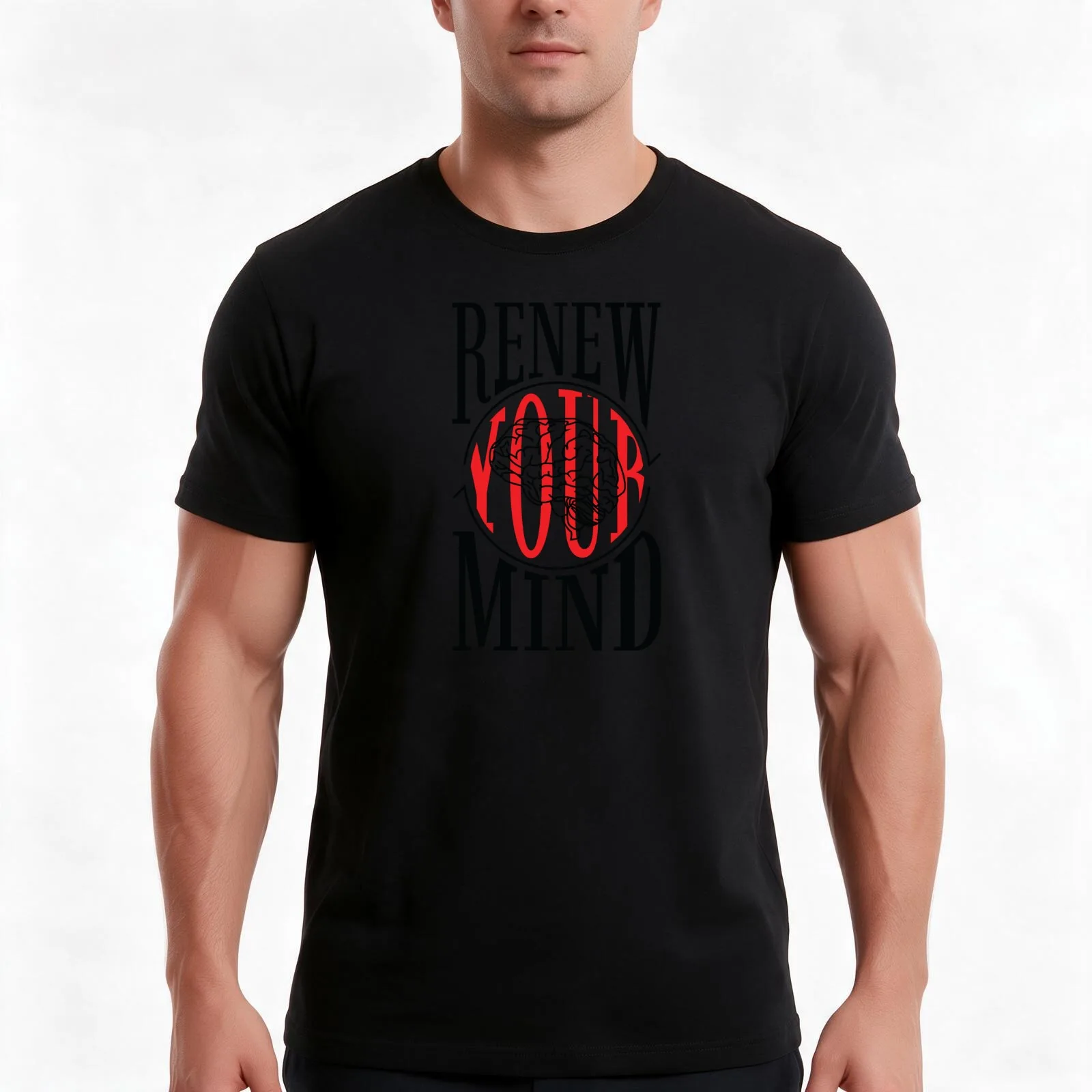 Renew Your Mind T-Shirt, Summer Casual Cotton Tee, Oversized Streetwear Tops, Vintage Graphic Print, Loose Fit Short Sleeve