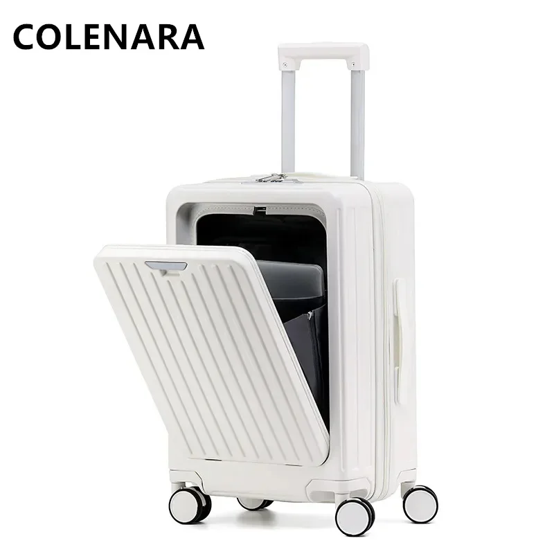 COLENARA ABS+PC Cabin Suitcase 20"22"24"26 Inch Front Opening Laptop Boarding Case Women S Trolley Case Men Zipper Luggage