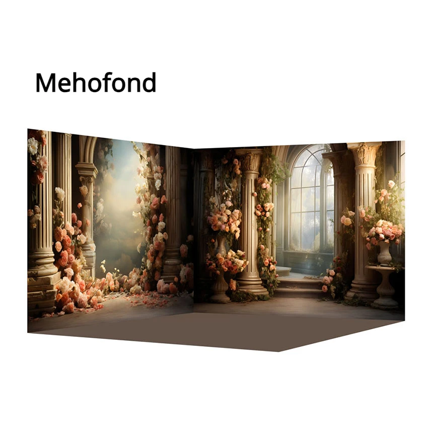 

Mehofond Photography Background Vintage Indoor Spring Flowers Window Women Art Wedding Family Photo Backsrop Photo Studio Props