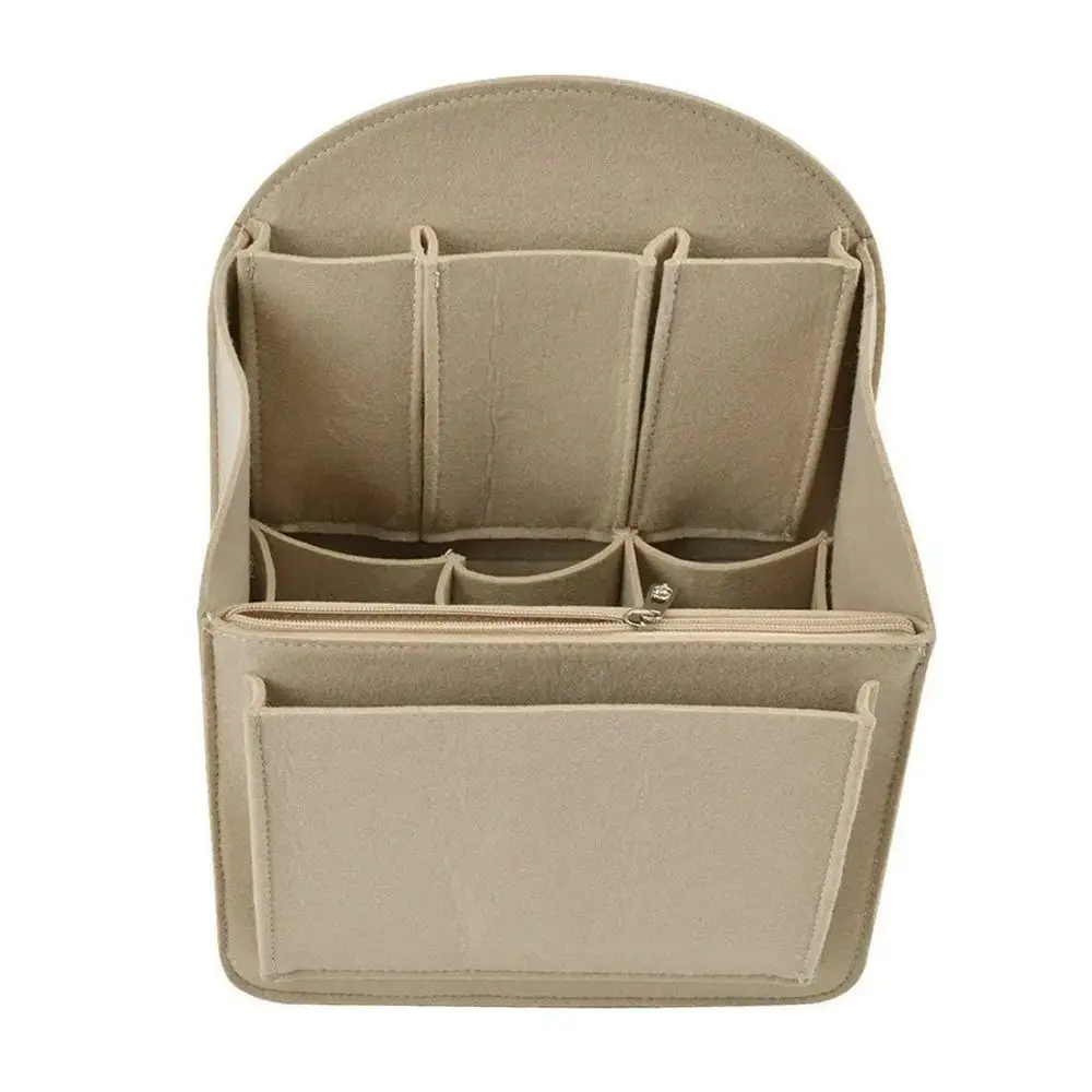 Mochila portátil con inserción, bolso pequeño, organizador de maquillaje para mujer, bolsa de viaje Interior apta para varias bolsas, bolsas de cosméticos, bolsillo con inserción de fieltro