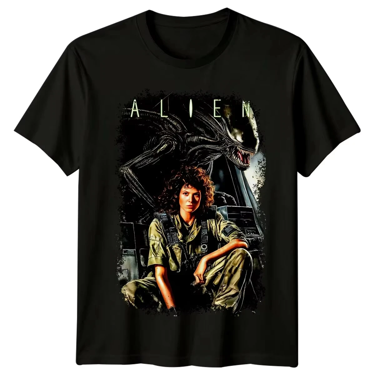 2026 new Alien movie men's classic sci-fi horror pattern T-shirt, retro street style short-sleeved casual round-neck shirt