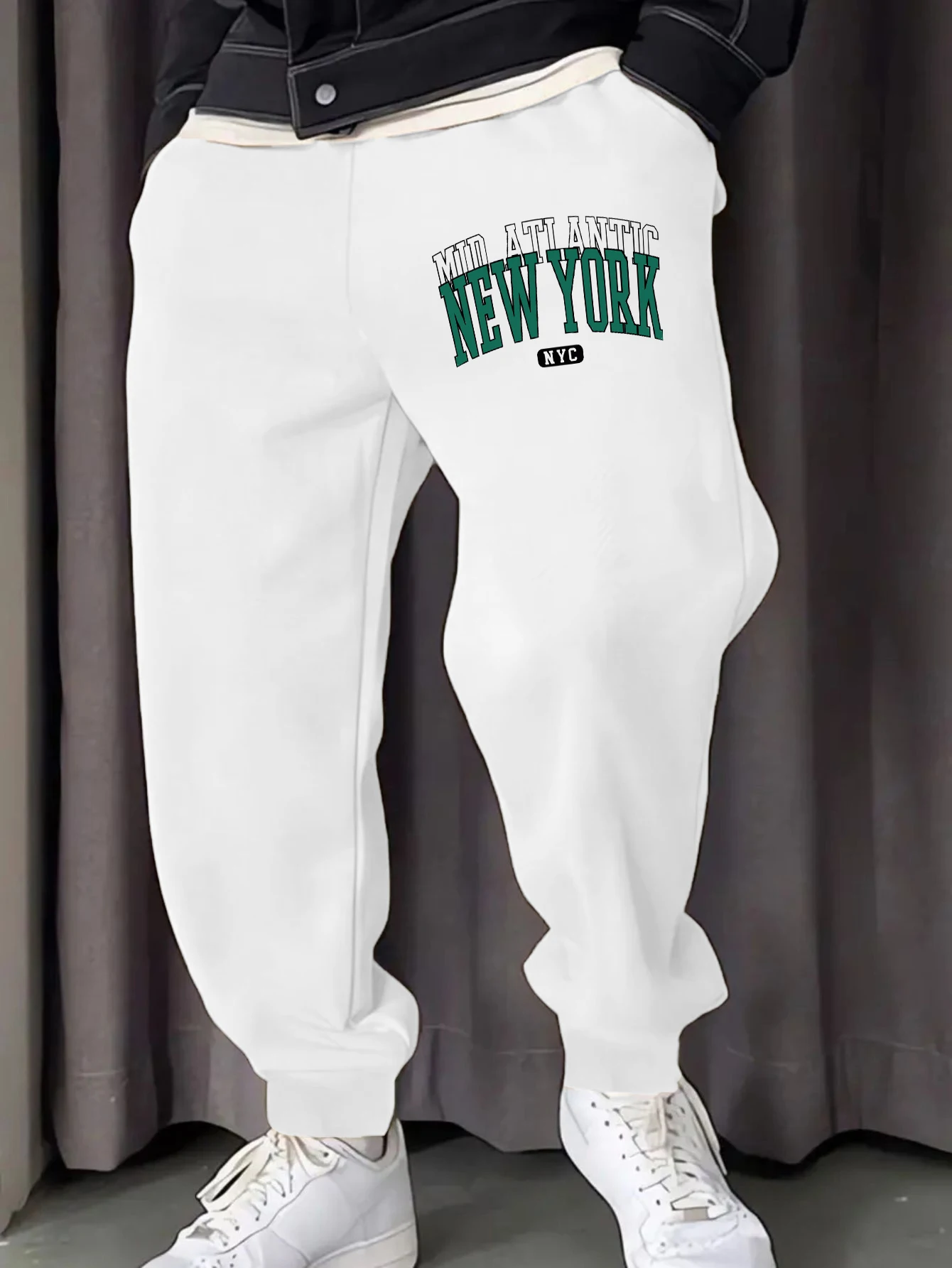 

New York City Usa Letter Print Men Sweatpant Drawstring Jogging Pant Casual Pocket Clothing Unisex Fleece Autumn Trousers