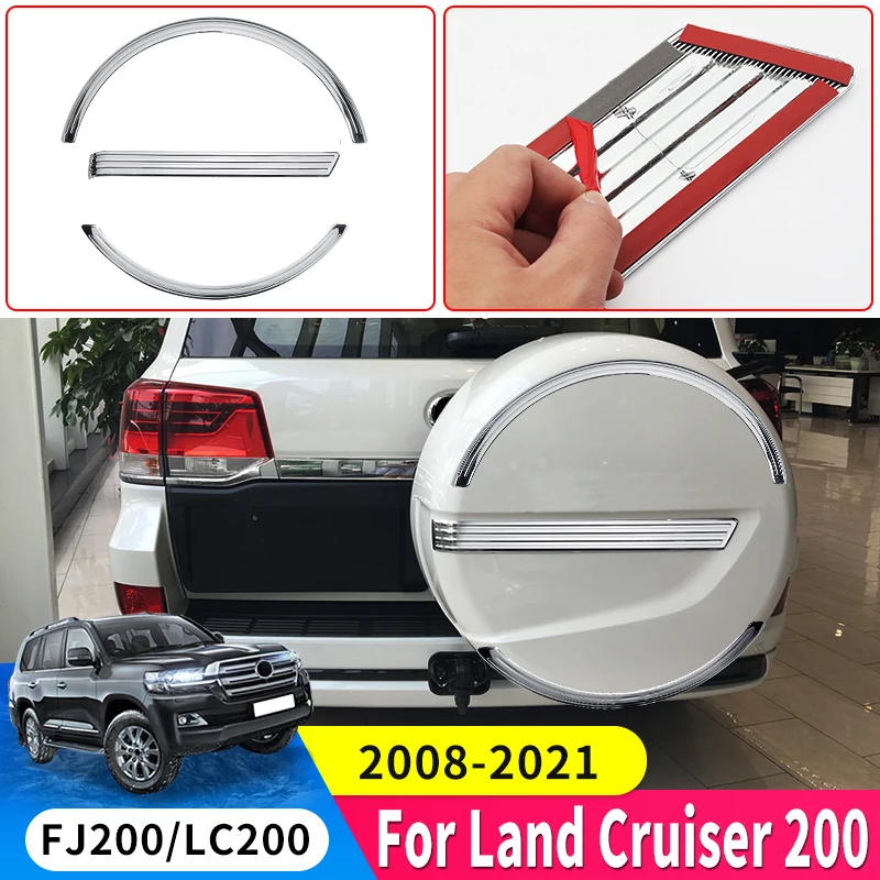 For Toyota Land Cruiser 200 2008-2021 2020 2019 Spare tire Chrome Decorative strip LC200 FJ200 Exterior upgraded Accessories