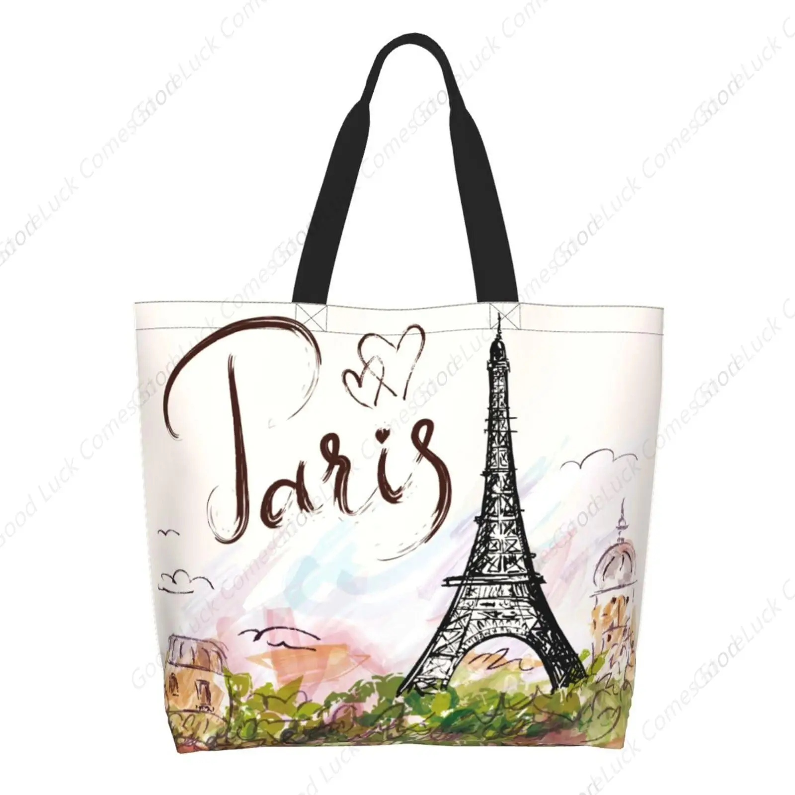 

Модная женская большая сумка Paris Eiffel Tower, большие водонепроницаемые сумки на плечо, большая складная многоразовая сумка для продуктов для путешествий