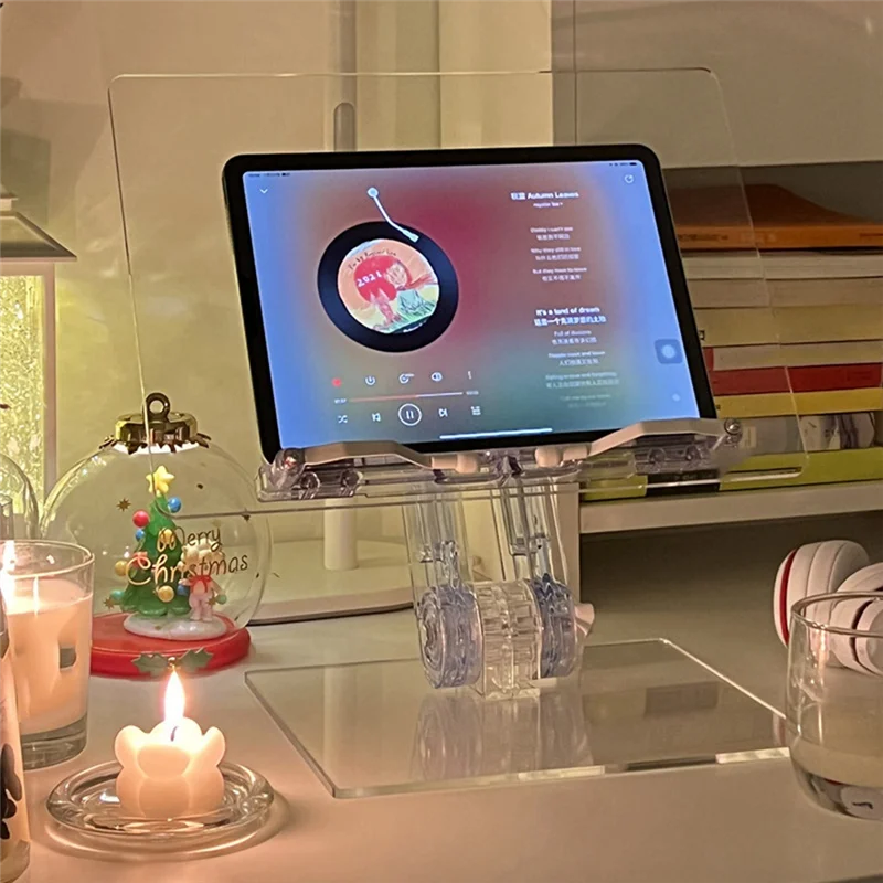 

BYBS-Lifted Acrylic Laptop Stand Holder, Ins Style Desktop Reading Rack For Transparent Tablet Support