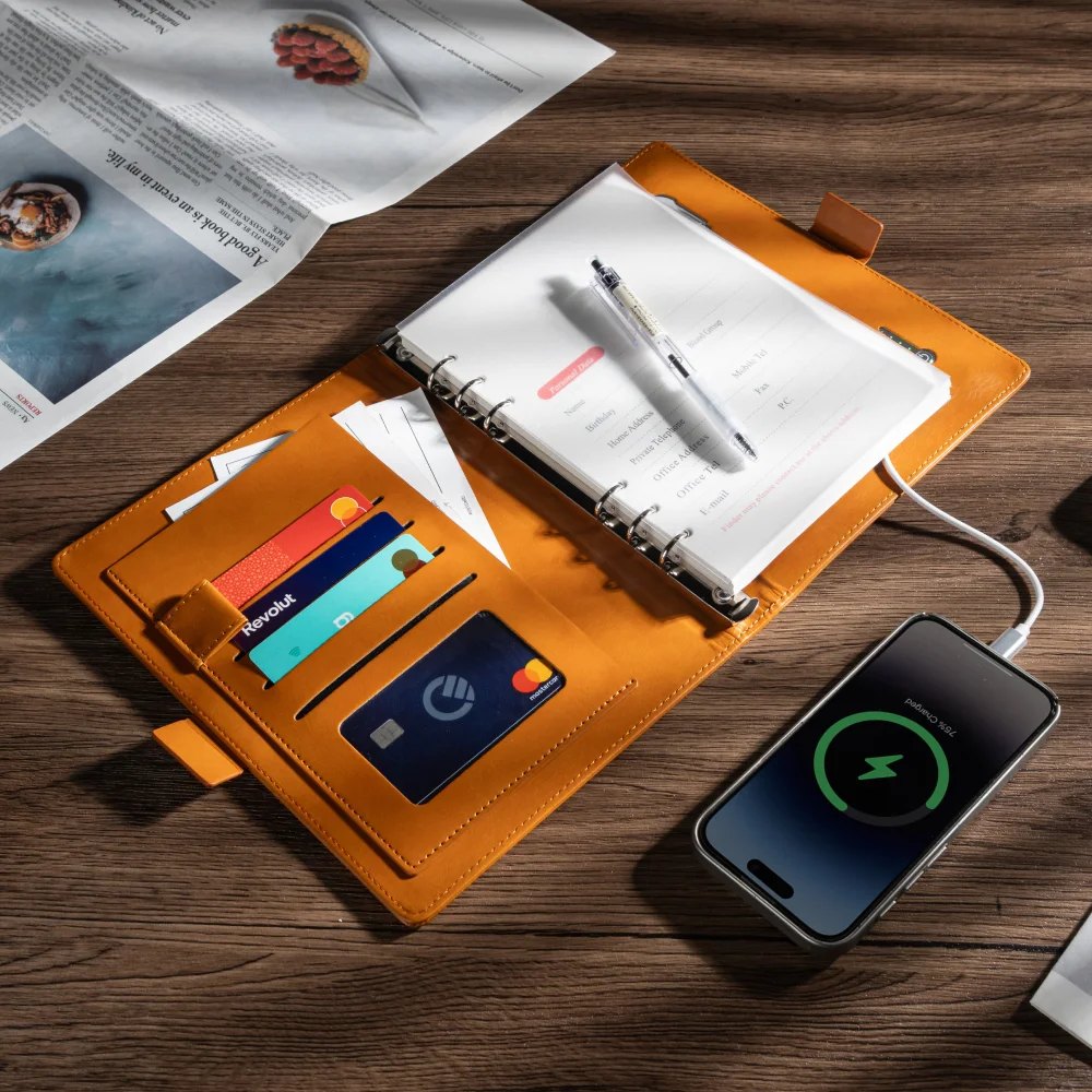 A5 Smart Notebook with 8000mAh Power Bank & Customizabale LED Logo light–A Stylish Business Gift for Professionals & Executives