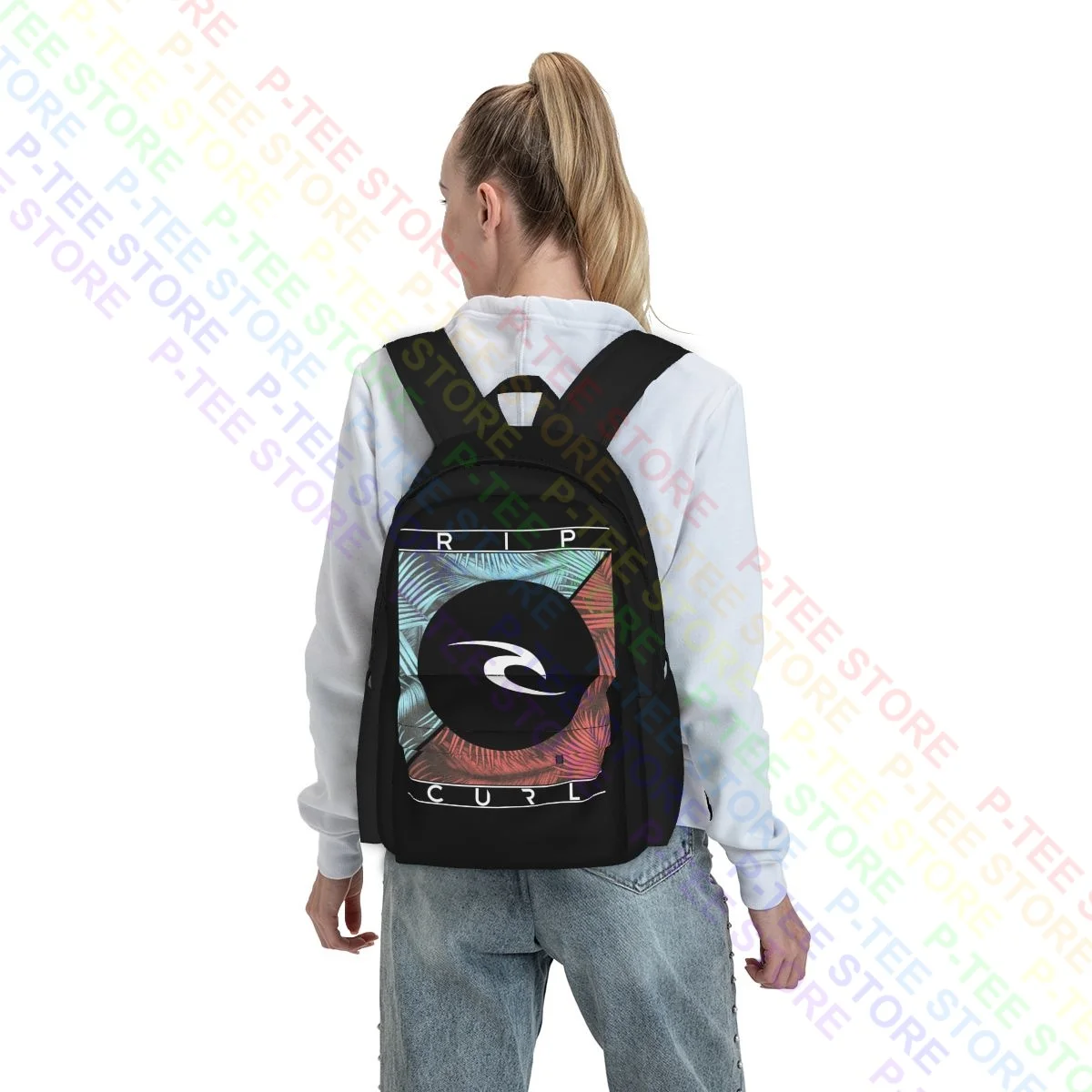 Rip Curl Wave Palm Trees Logo Surfer Large Capacity Backpack Print Creative Shopping Bag School Sport Bag