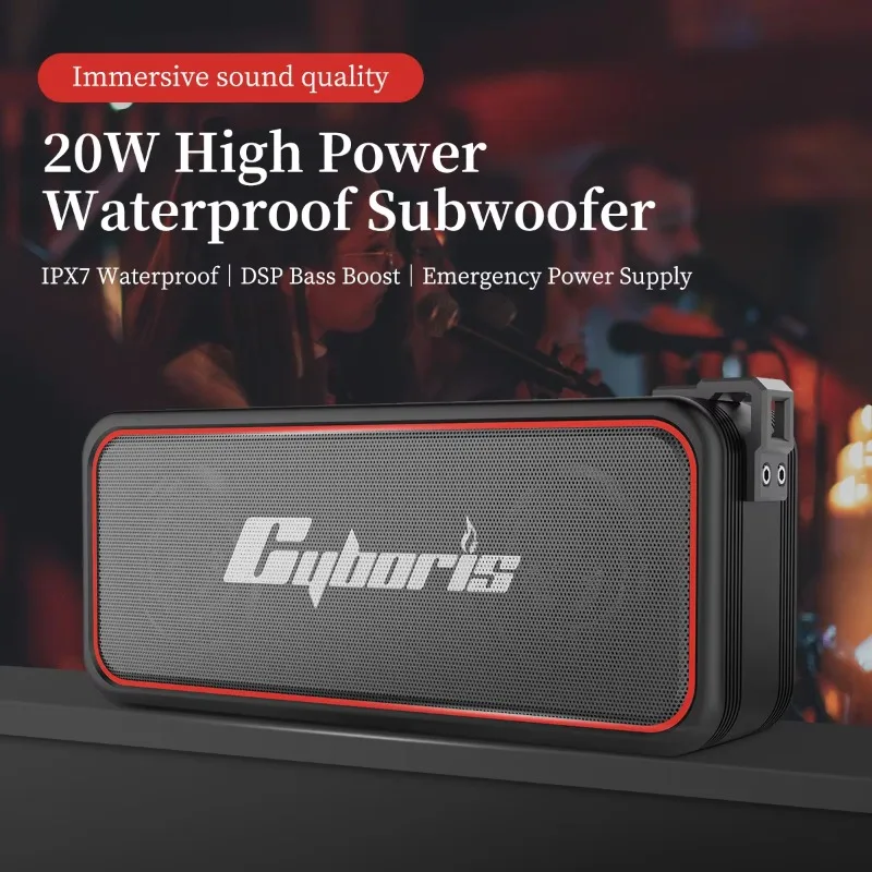 

20W Wireless Bluetooth Speaker with Enhanced Bass Portable BT5.0 HIFI Stereo IPX7 Waterproof Soundbox Camping Subwoofer