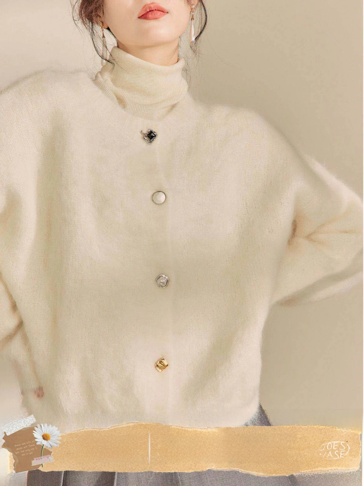 

Classic Knitted Sweater Faionable Simple Design Warm Comfortable Commute Sle Button Detail Regular Fit Long Sve ort ...
