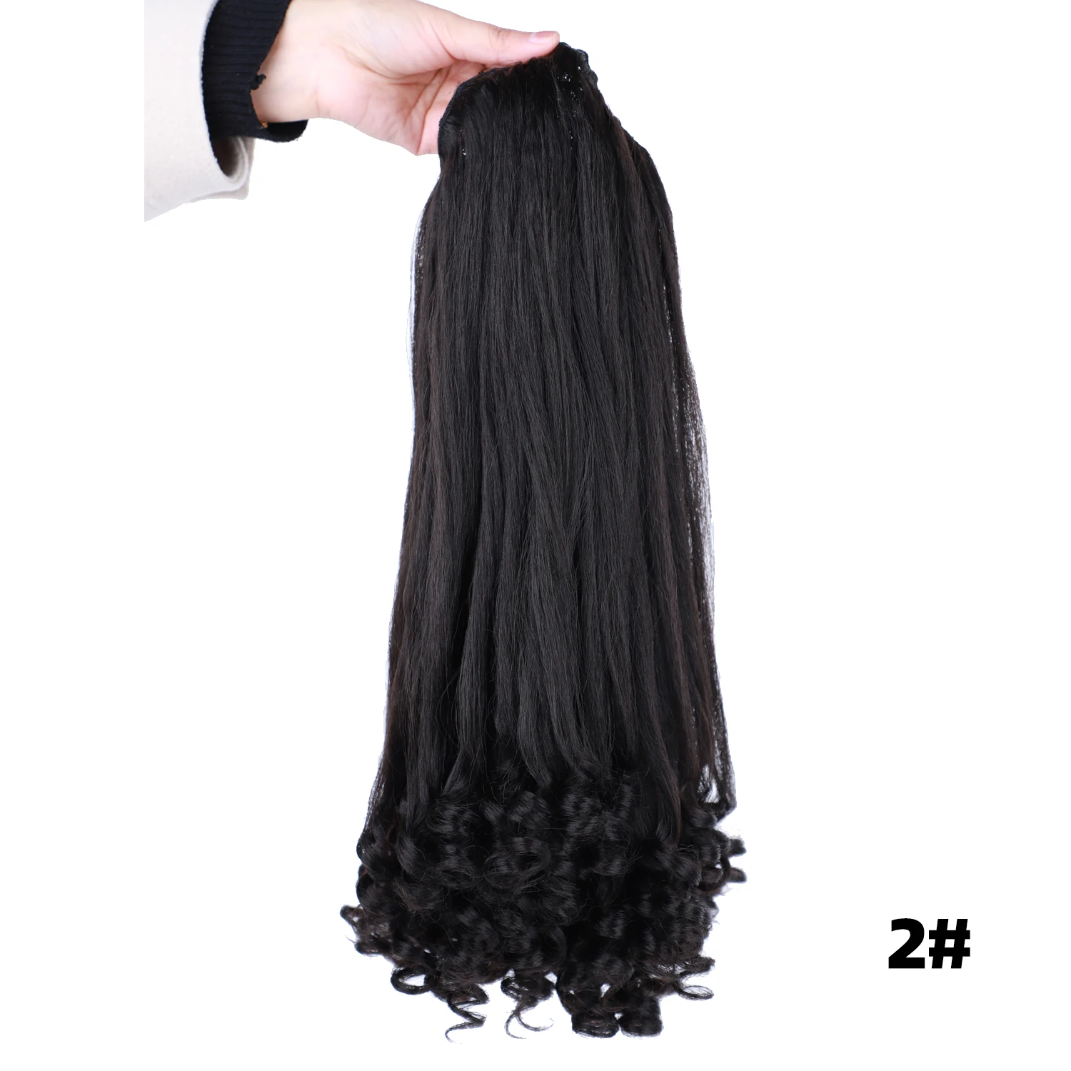 Lydia Tail Dancing Lose lockige synthetische 20" verworrene gerade Haarteile zwei Kunststoffkämme Kordelzug Pferdeschwanz Haarverlängerung schwarz – Detail 14