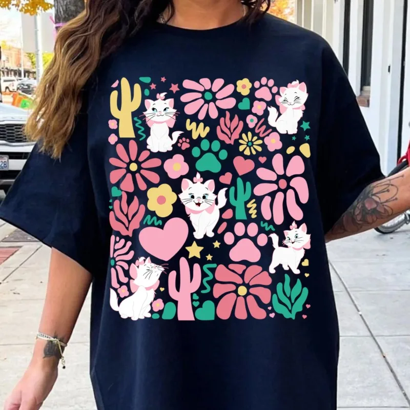 قميص ديزني فلورال بوهو أرستوكاتس ماري، قميص أرستوكاتس ماري أنا سيدة لطيف على شكل قطة، قميص ديزني لاند المتطابق للعائلة