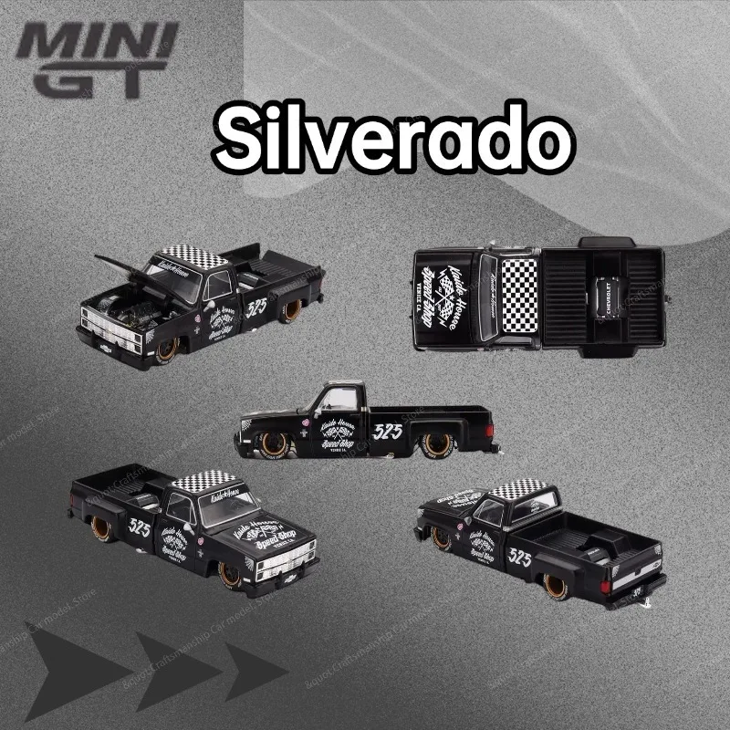 In stock MINI GT KAIDO HOUSE open cover 1:64 Chevrolet Silverado car model, toys for boys, holiday gifts