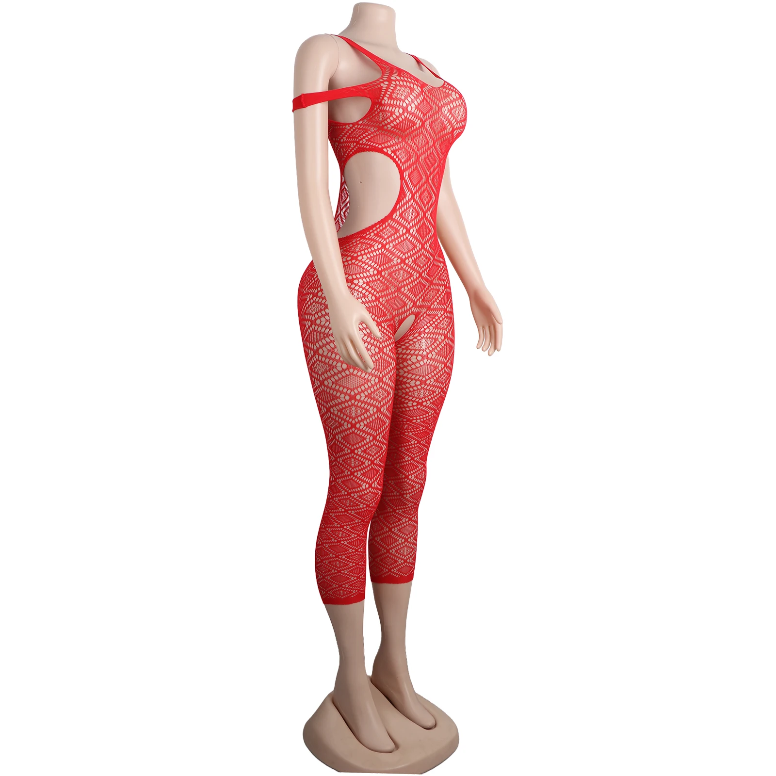 Fishnet Longline Bodysuit Pole Dance Performance Exotic Stage Outfit Rhinestone Adult Dancewear Sexy Nighttime Costume Apparel view 3