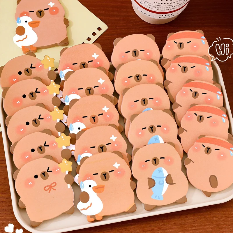 Kawaii Capybara Sticky Notes  Cartoon Animal Sea Lion Shaped Memo Pad, Cute Panda Penguin Self-Adhesive  Note Paper MessageNote