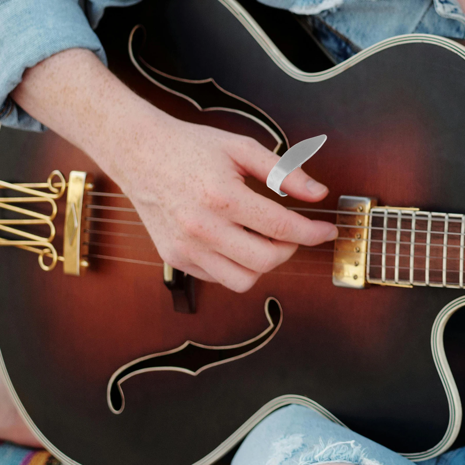 

La03b Thumb Picks Silver Guitar Ukulele Ultra Thin Durable Lightweight Portable Professional Collection Thumb Picks