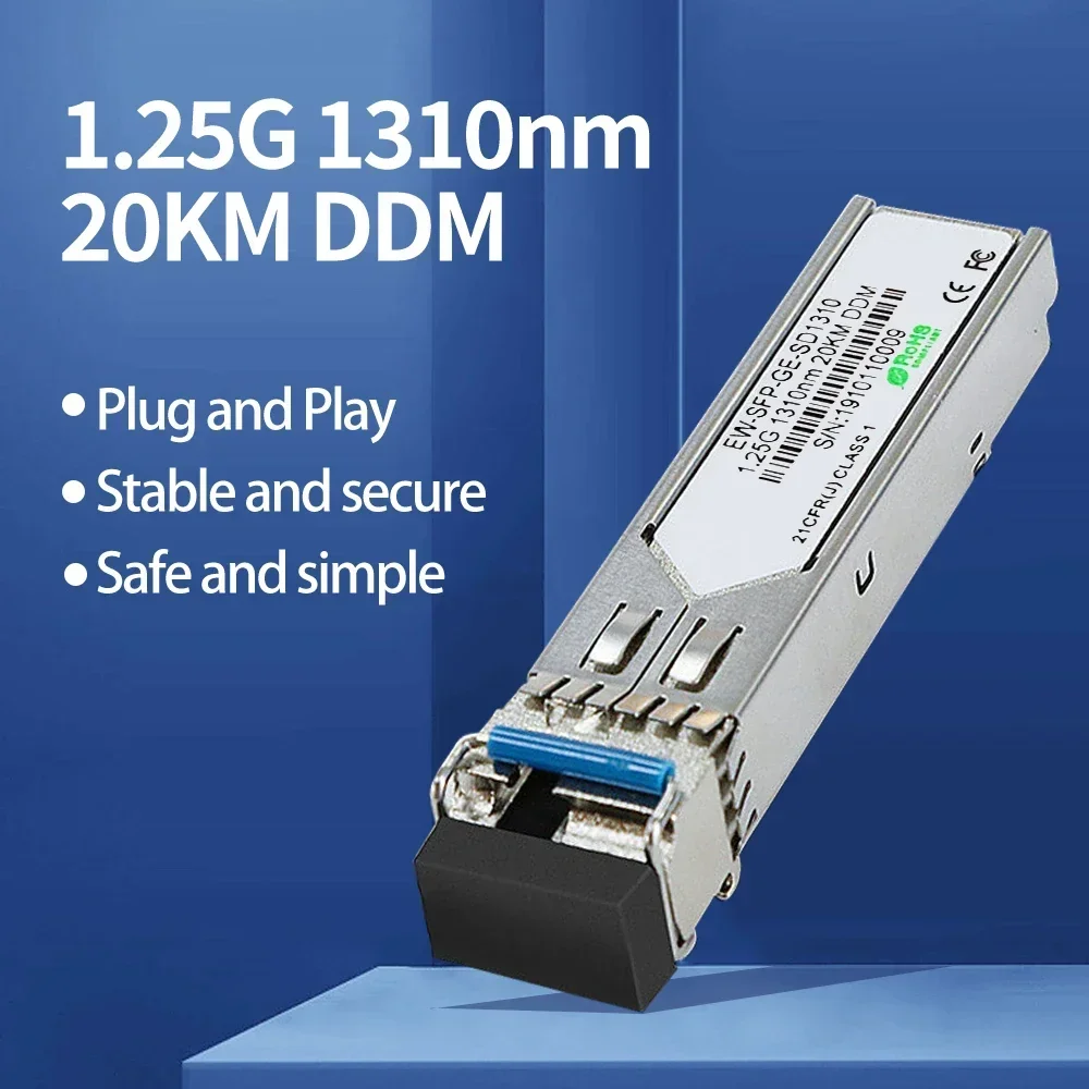 BIDI LC-Anschluss-Transceiver, WDM, SFP-Modul, Gigabit, Singlemode, Glasfaser-Ethernet, kompatibel mit Cisco, Huawei, 1,25 G