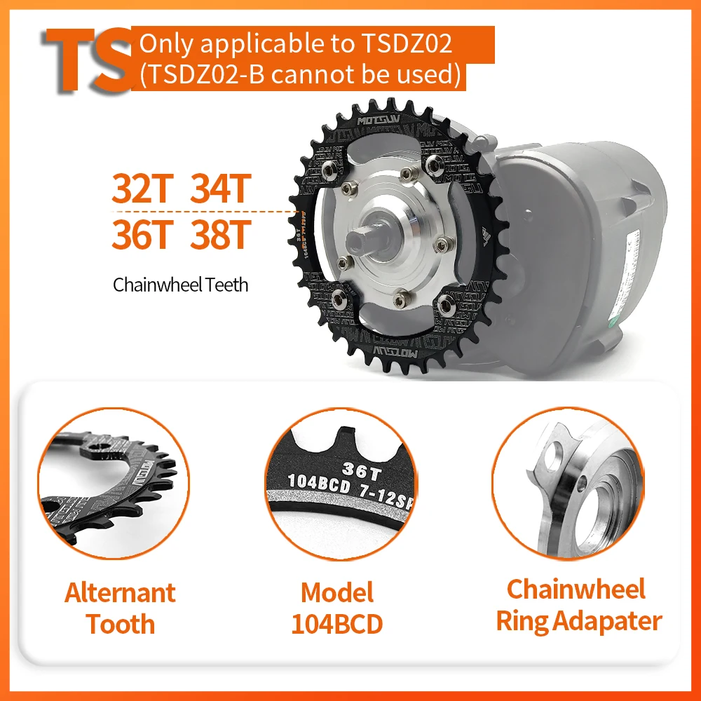 Tongsheng Electric Bicycle Spider Adapter 32T 34T 36T 38T Suitable for TSDZ2 Mid-Drive Motor Electric Bicycle