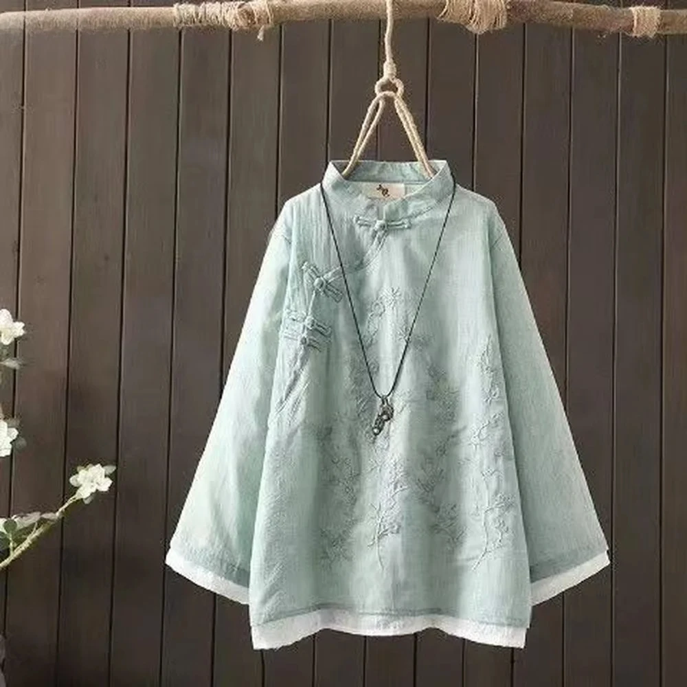

Tang Suit Harajuku Embroidery Blouse China Style Shirt Vintage Cheongsam Tops Hanfu Women Chaqueta Chinese Traditional Dress