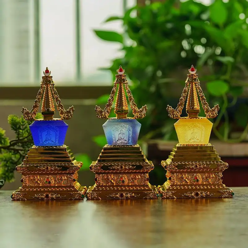Glass Ornament Offering Can Hold Small Bodhi Home Decoration Stupa for Blessing and Gift Giving