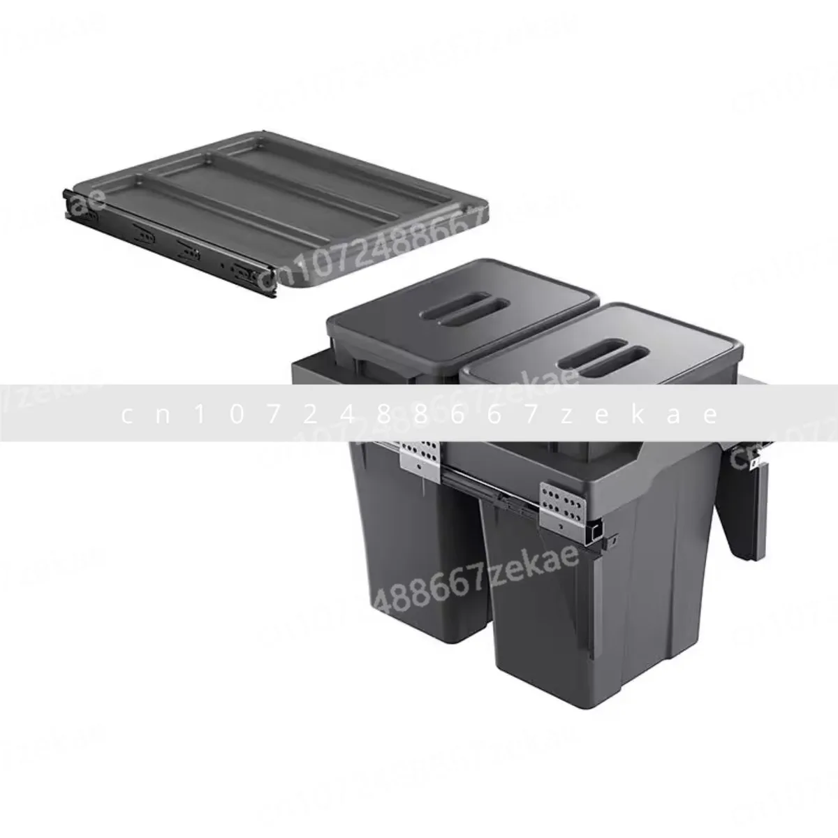 Cabinet Embedded Garbage Bin with Hidden Cover and Pull-out Dual Bin Classification