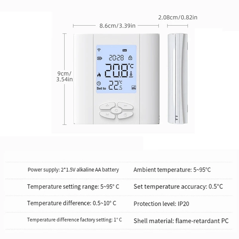 Умный термостат Tuya Zigbee, 5A, водяной газовый котел, регулятор температуры с батарейным питанием, голосовое управление, Google Home, Alexa, прочный