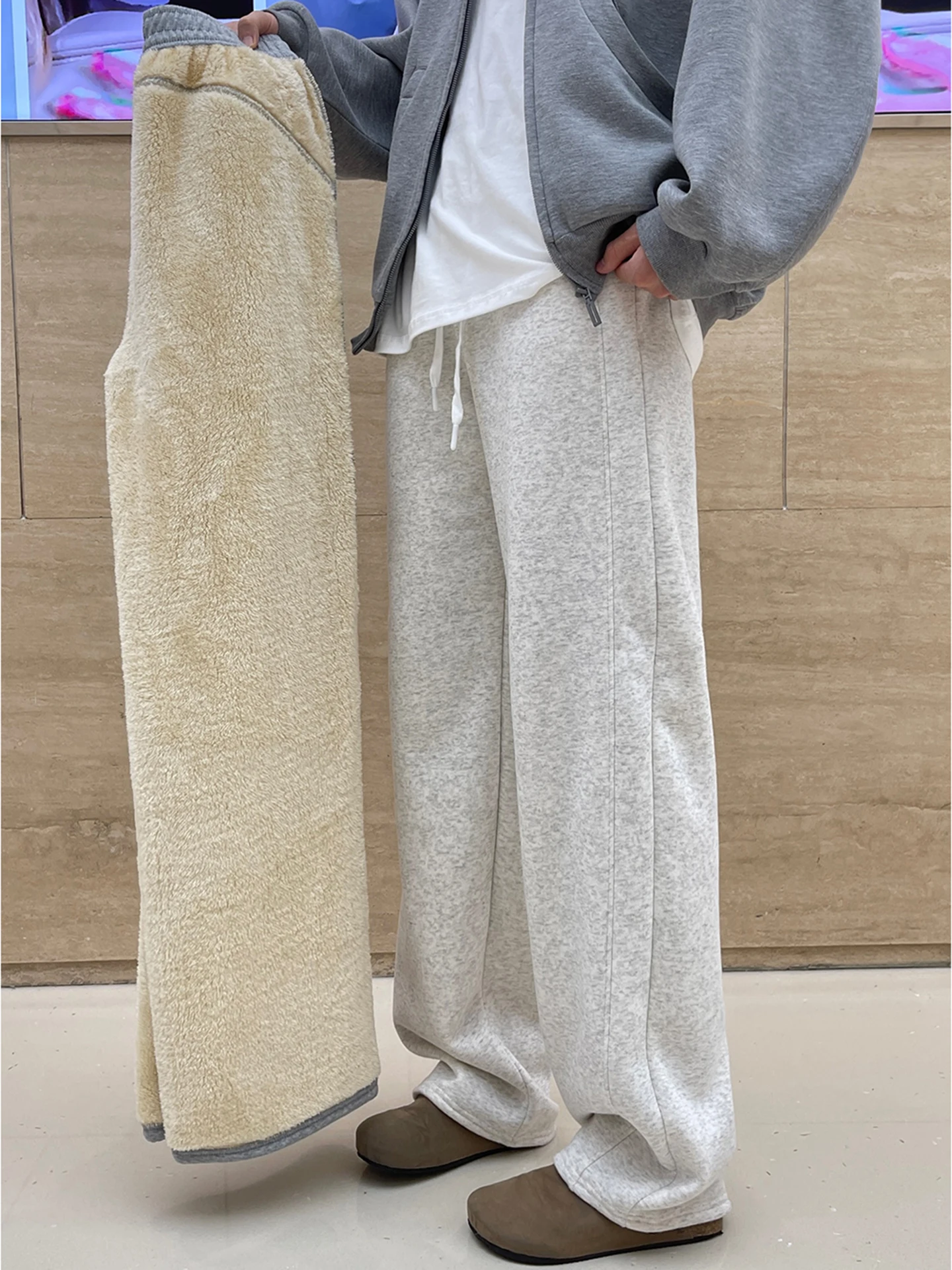 

Оксамитовые спортивные штаны Thiened Lamb для мужчин и женщин, осень-зима, теплые широкие хлопковые брюки на подкладке, ультра морозостойкие повседневные...