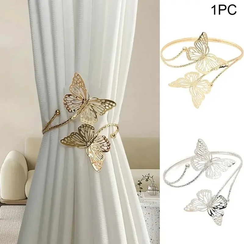 1Pc Metal ButterflyCurtain Strap BeautifulCurtain Clip Tie Back Buckle Clip Exquisite Light LuxuryCurtain Holder Curtain Bind