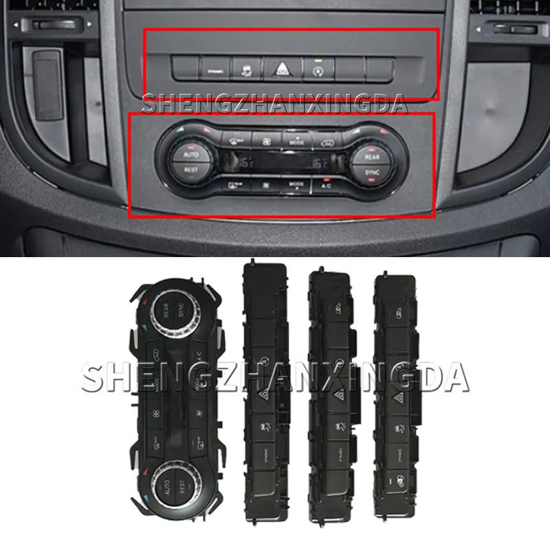 Panneau de commande dynamique de climatisation de voiture, bouton de température, interrupteur climatique, console décorative, lumière de danger, adapté pour Mercedes Benz Vito V-aqW447 W448 2018-2021