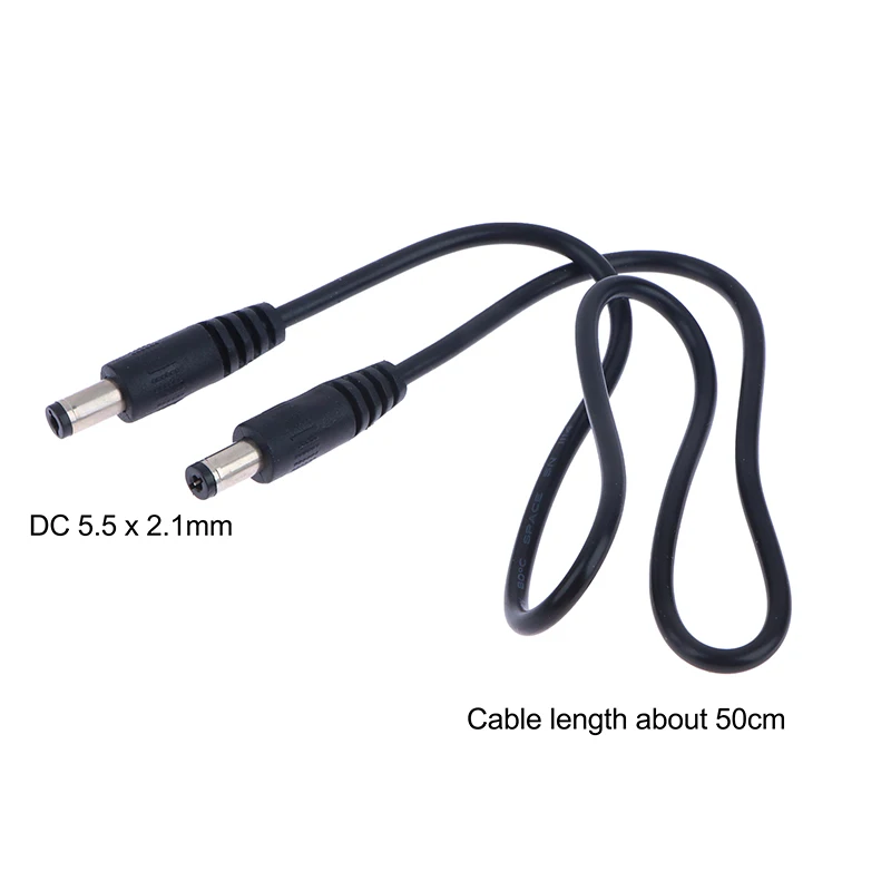 DC Power Plug 5.5 x 2.1mm Male To 5.5 x 2.1mm Male CCTV Adapter Connector Cable 12V 10A Power Extension Cords 0.5m