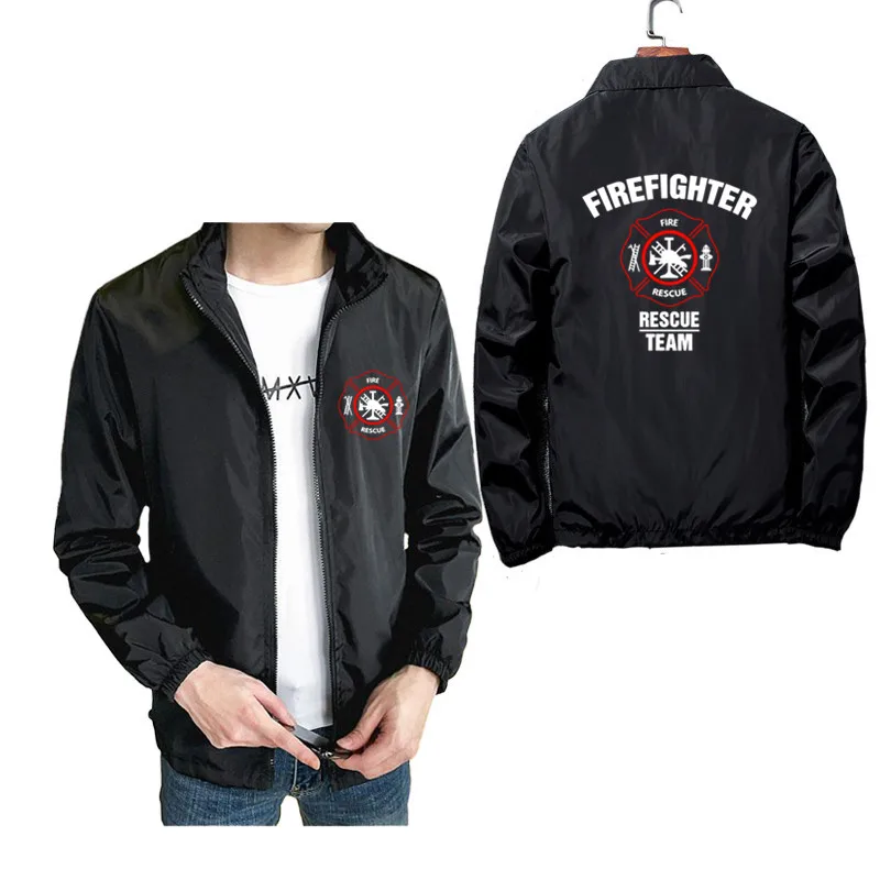 Men's Fire Rescue Firefighter Fireman Firefighter Rescue Team Fall Pilot Jackets Winter Bomber Baseball Zipper Windbreaker Coat