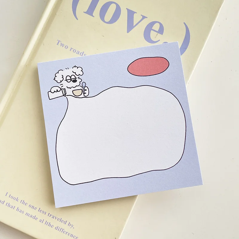 Ins Cartoon Cute Big Eyed Dog Memo Pad Kawaii Square Mini Notepad Dialog Box Message Paper School Stationery 50 Sheets Square